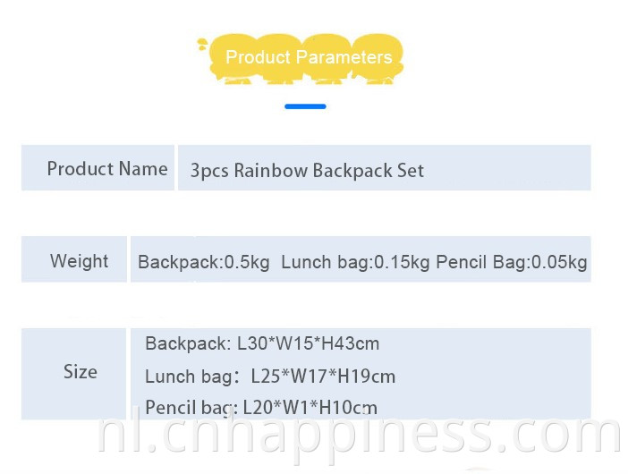 Groothandel Travel mode grappige schooltassen ingesteld met laptop rugzakken geïsoleerde picknicktas potloodkas regenboog rugzak voor meisjes